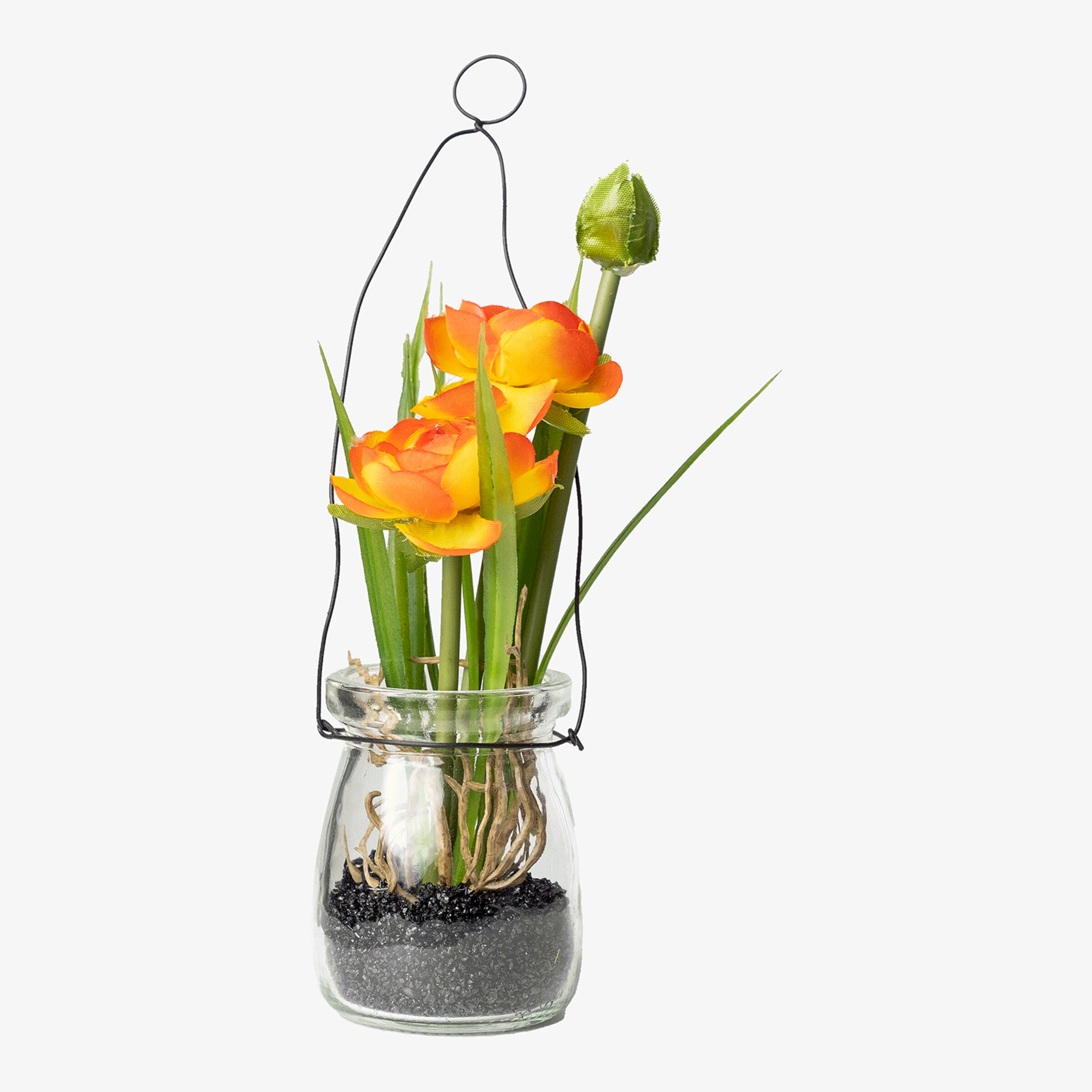 Kunstpflanze Ranunkel in Glasvase