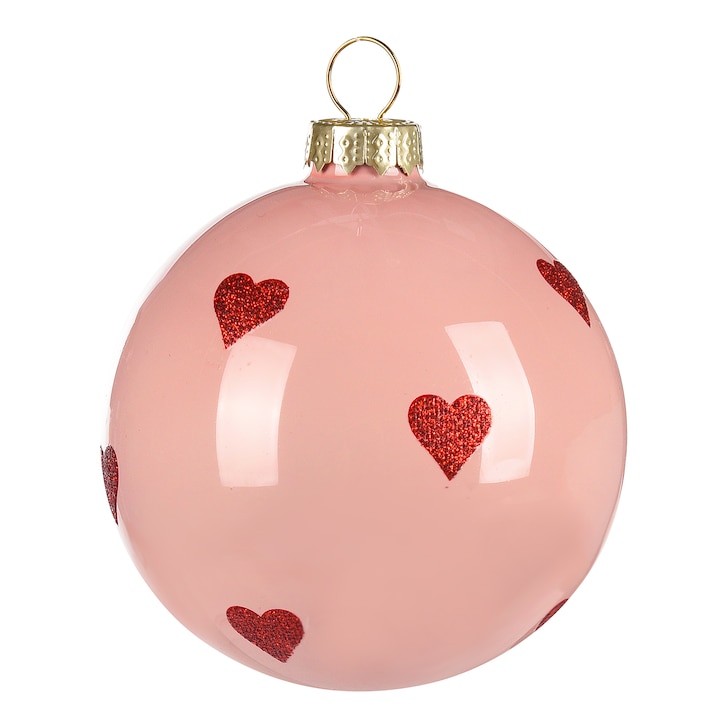 Glas-Weihnachtskugel Hearts