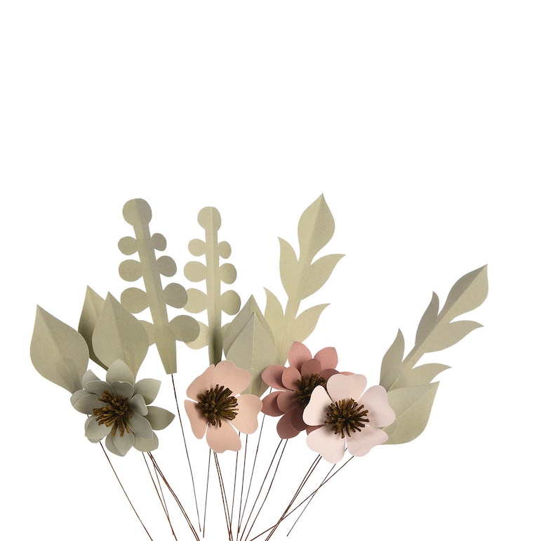 Papierblumen-Set Lovely auf Steckern