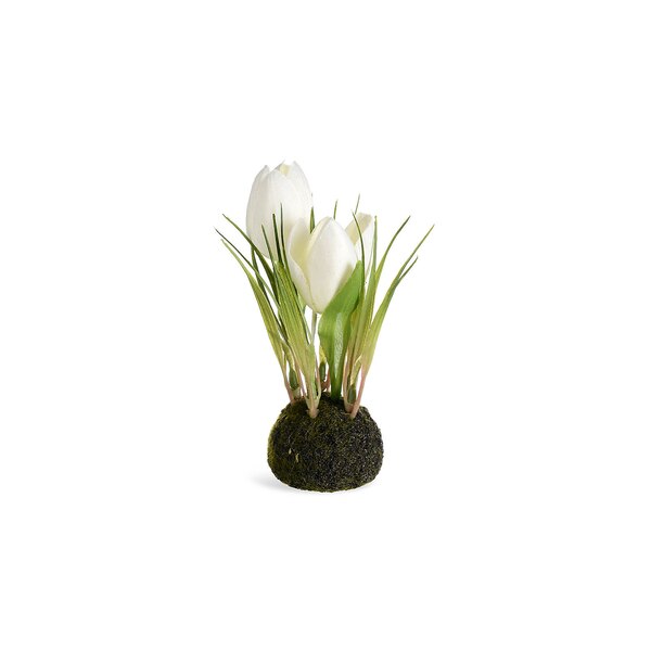 Kunstpflanze Tulpen in Erde, weiß