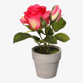Kunstblume Rose im Topf