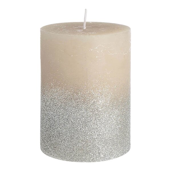 Bougie pilier Rustic Silver Glitter, vieux rose