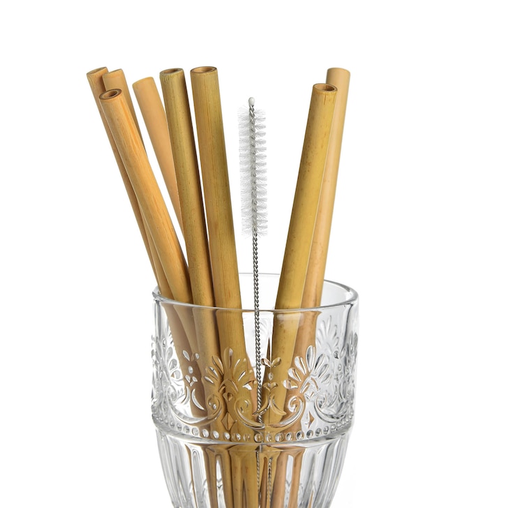 Bambus-Trinkhalm-Set mit Bürste