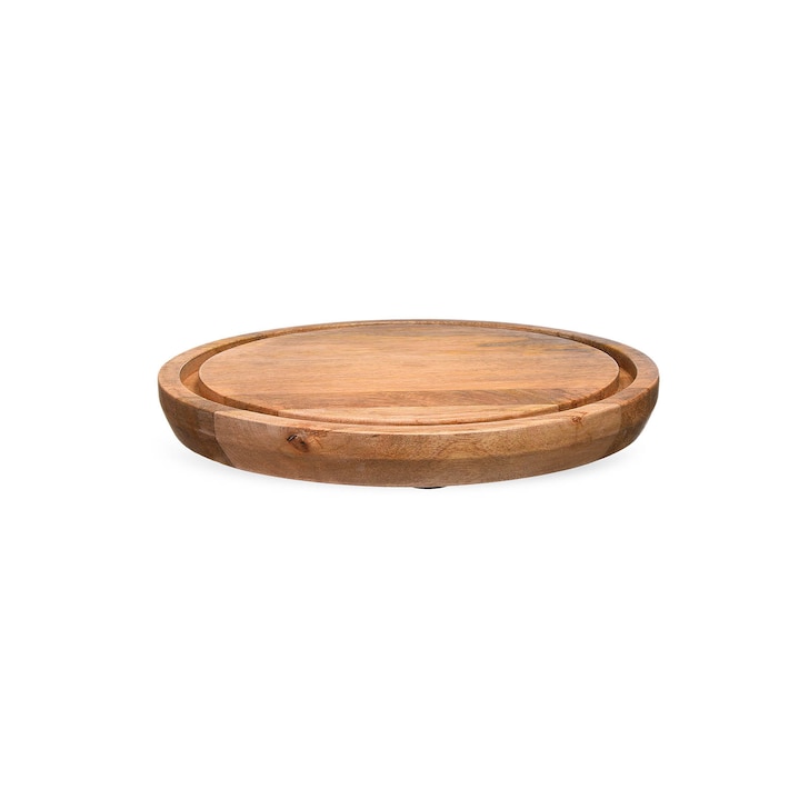 Serveerbel met houten bord
