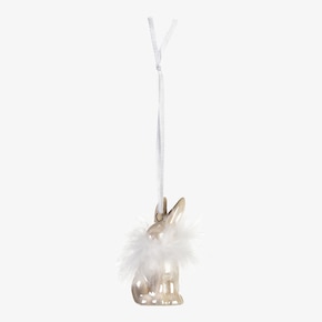 Pendentif décoratif Lapin avec couronne de plumes