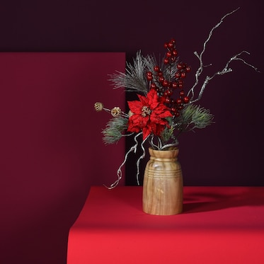 Deko-Vase Classic Christmas mit Kunstblumen
