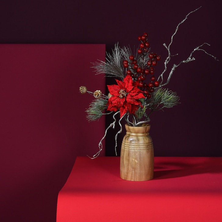Deko-Vase Classic Christmas mit Kunstblumen