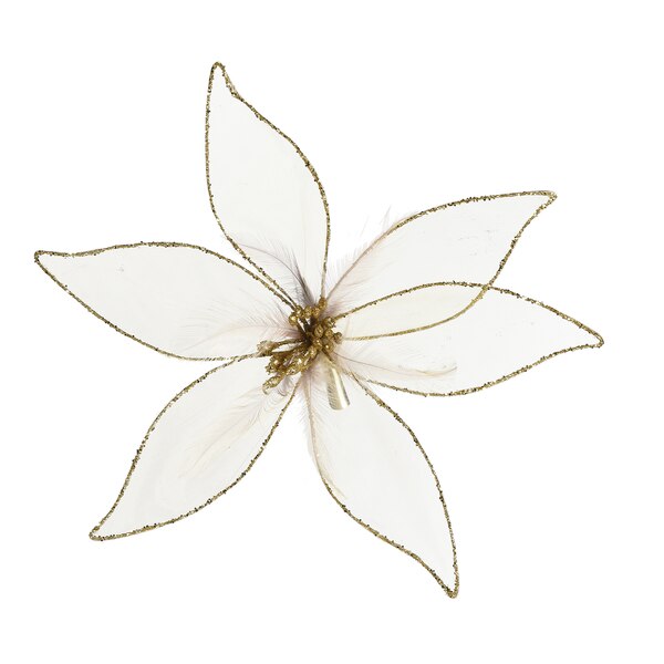 Fleur décorative en organza sur clip, crème