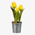Kunstblume Tulpe im Zinktopf gelb