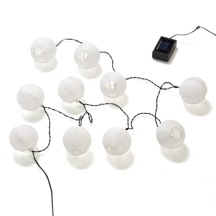 Solar-Lichterkette mit 10 LED-Lampions, altrosa, weinrot, weiß