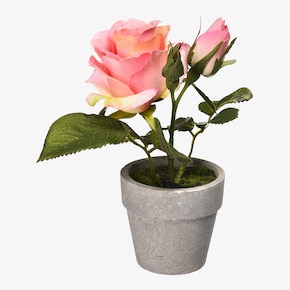 Kunstblume Rose im Topf