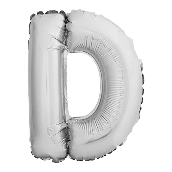 Folieballon letter D., zilver