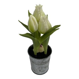 Kunstblume Tulpe im Zinktopf
