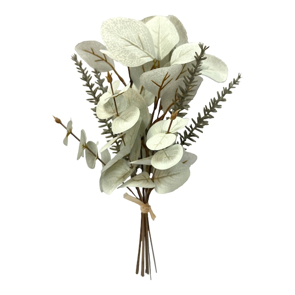 Kunst-Blumenbündel Eukalyptus & Rosmarin, weiß