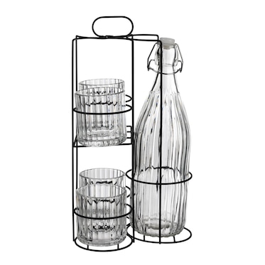 Gläser-Set mit Trinkflasche & Halterung
