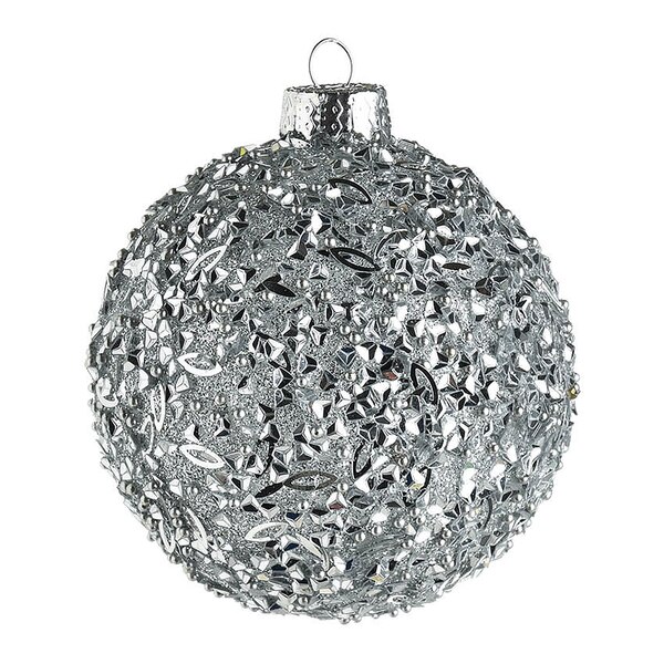 Glazen Kerstballen Glitterkorrels, zilver