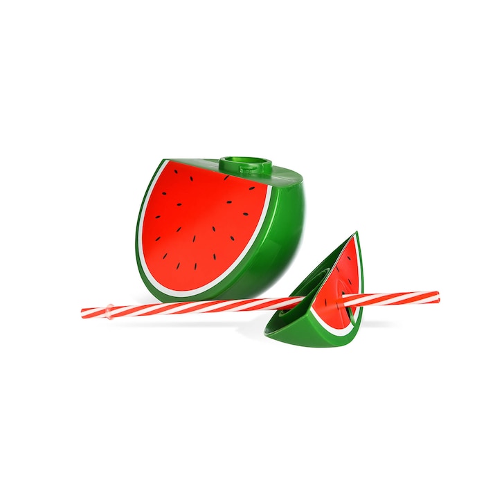 Trinkbecher Melone mit Trinkhalm