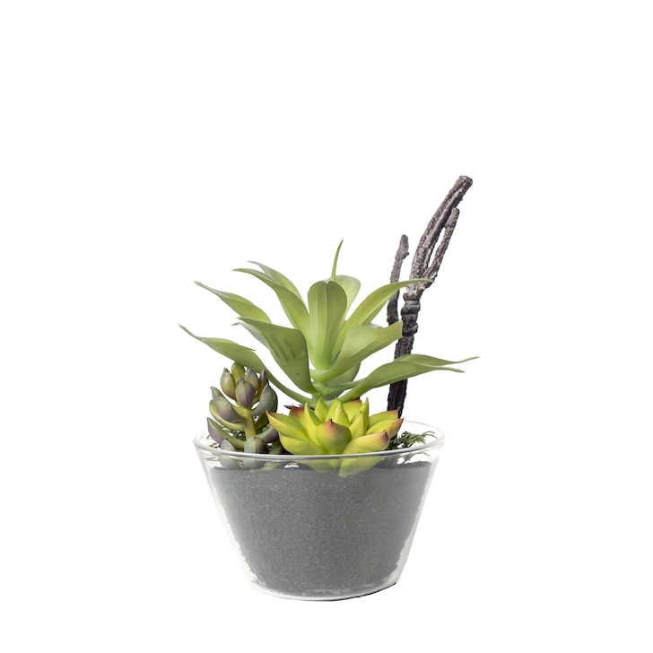 Kunstplanten Succulentenmix in glazen pot