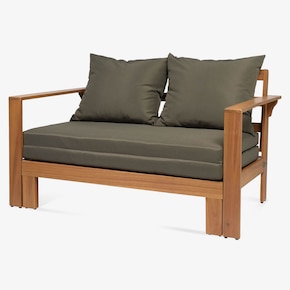 Outdoor-2-Sitzer Sofa Abby aus Akazienholz, ausziehbar