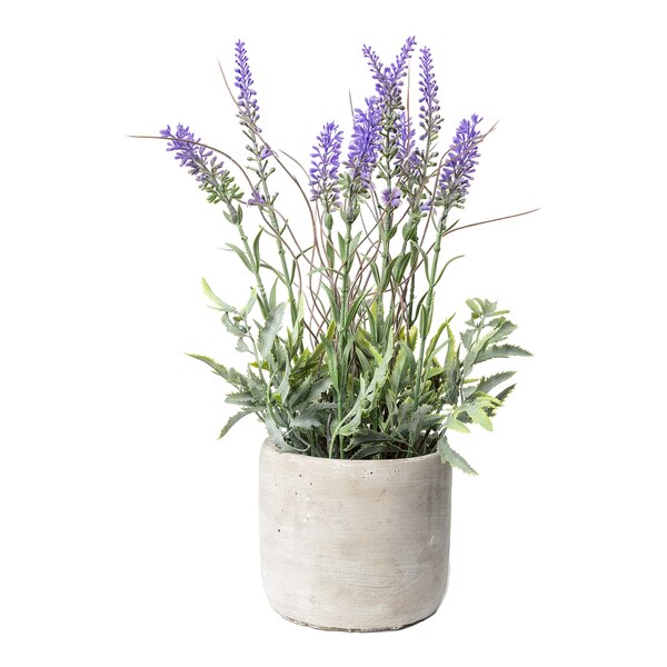 Kunstblume Lavendel im Zementtopf, violett