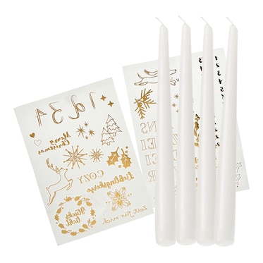 Spitzkerzen-Set Advent mit Kerzen-Stickern