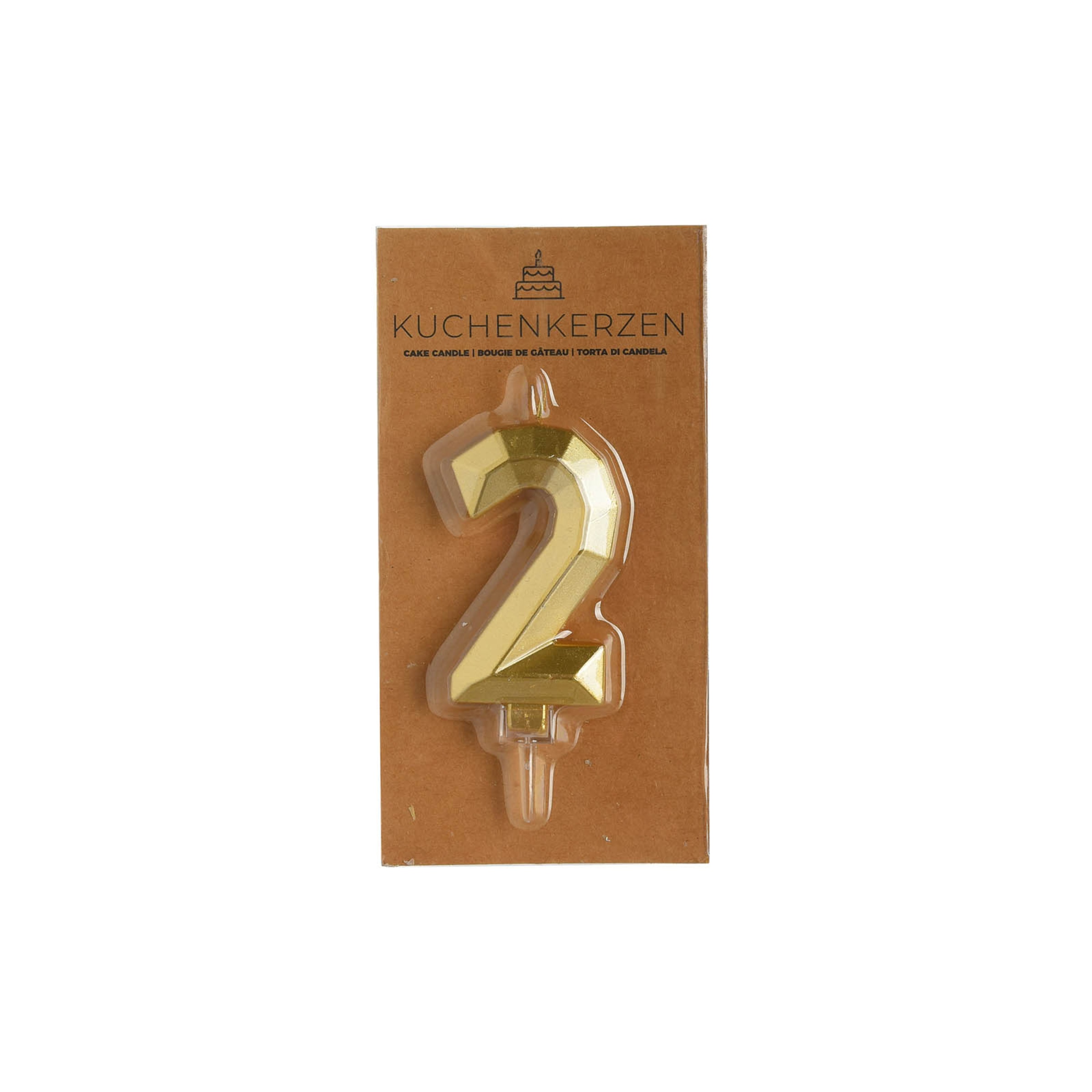 Kuchenkerze ZAHL 2 ca.L7,5cm, gold günstig online kaufen