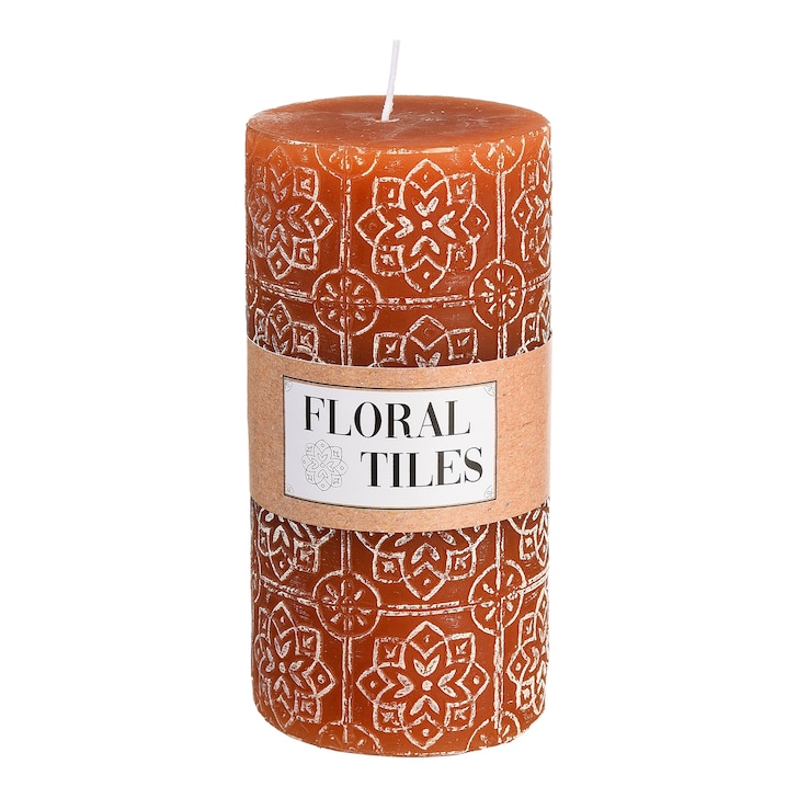 Pillar Candle Floral Tiles