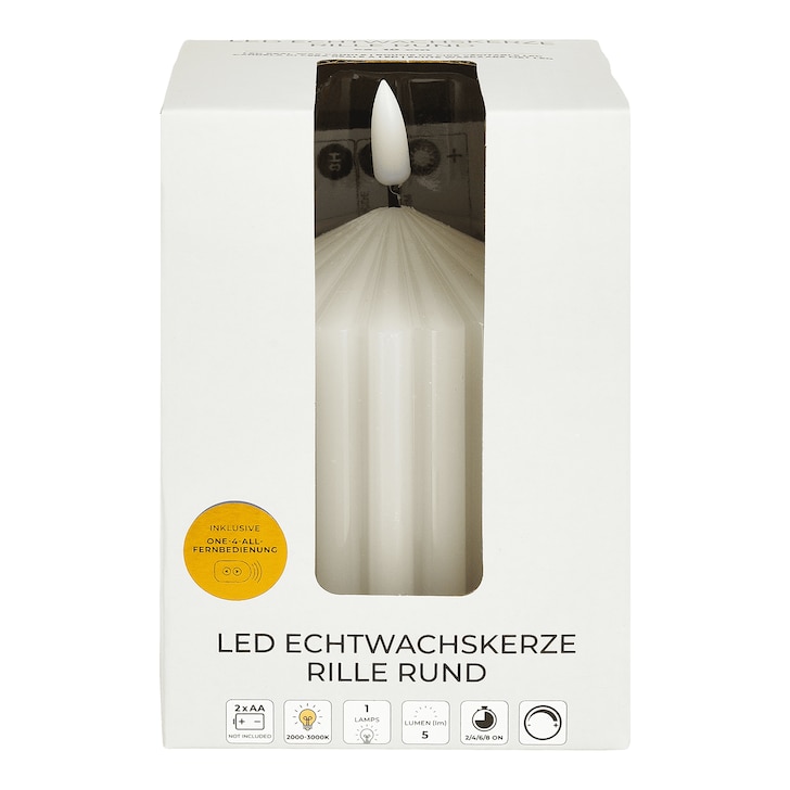 LED-Echtwachskerze Rille