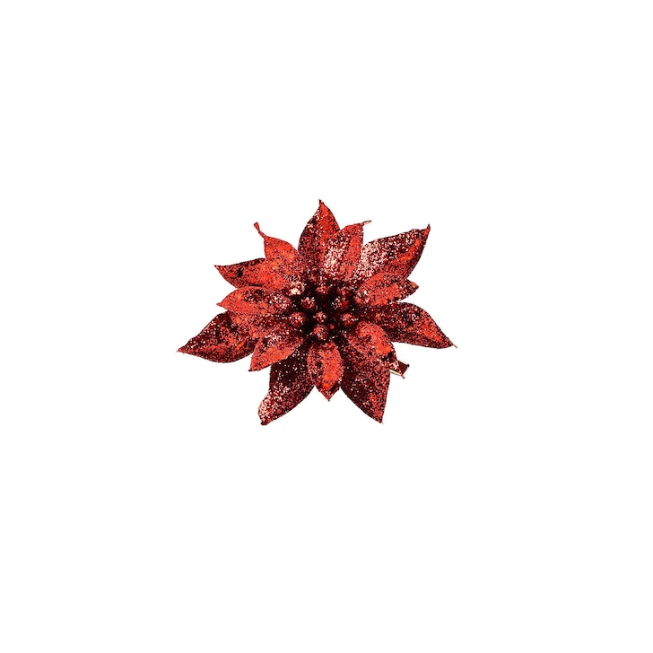 Fleur artificielle scintillante étoile de Noël sur clip
