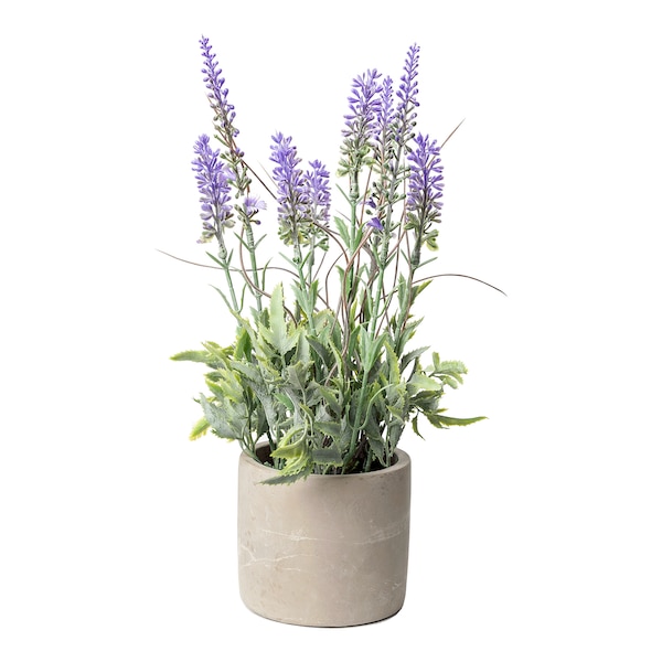 Kunstblume Lavendel im Zementtopf, violett