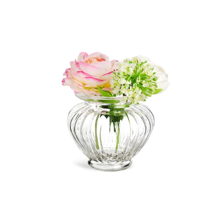 Dekoset Vase mit Blumenbündel, 2-teilig,