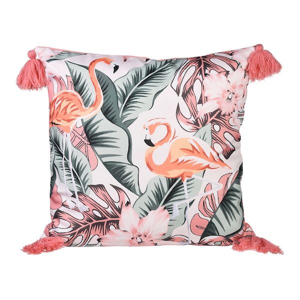 Outdoor-Kissenhülle Flamingo, multicolore