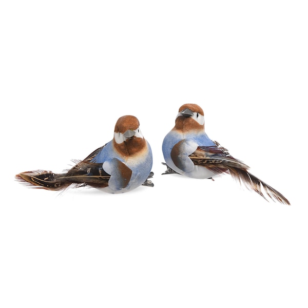 Deko-Figur-Set Vögel auf Clip, blau
