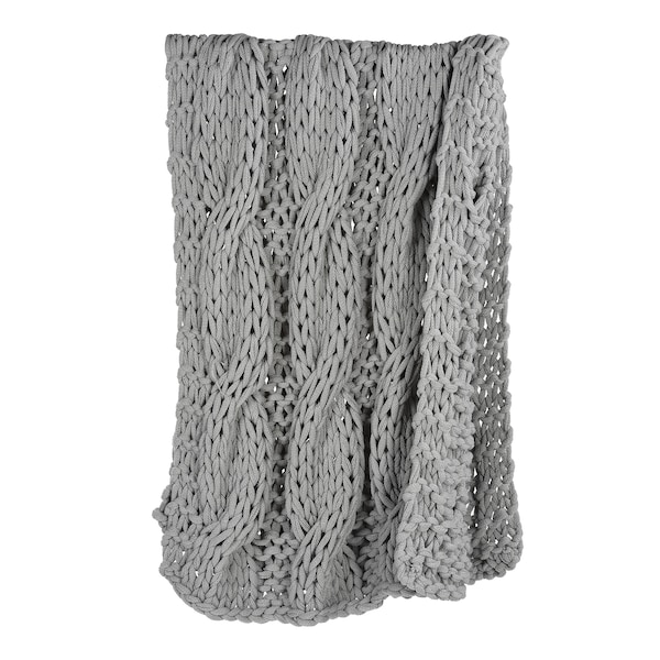 Couverture tricotée Braid, gris clair