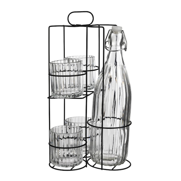 Gläser-Set Tom mit Trinkflasche & Halterung, schwarz