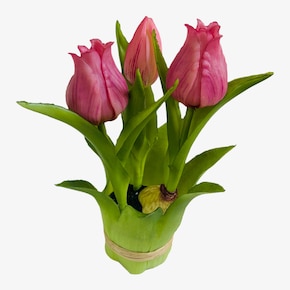 Kunstblume Tulpe im Blatttopf
