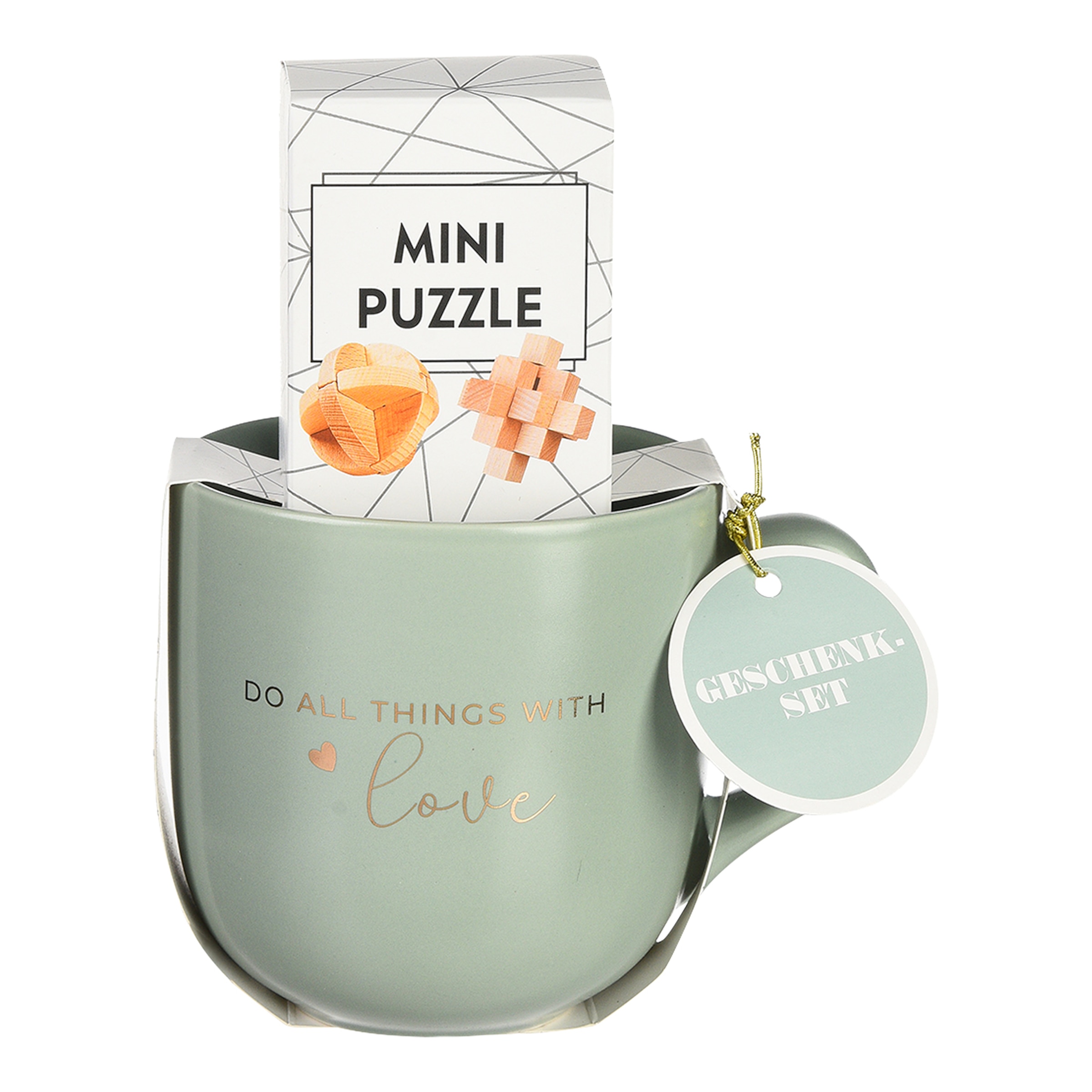 Geschenkset Tasse Puzzel 350ml, mintgrün günstig online kaufen