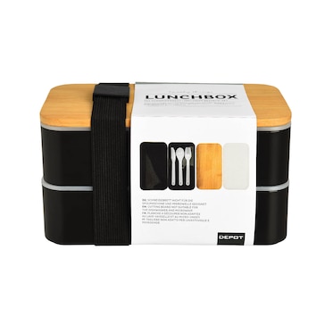 Dubbele lunchbox met herbruikbaar bestek