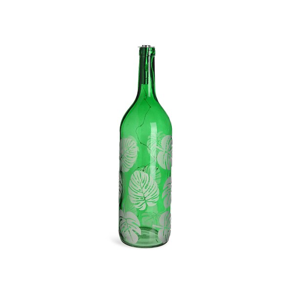 Lichtobjekt Flasche Monstera, dunkelgrün