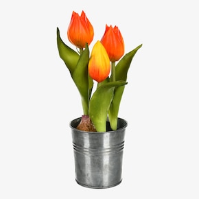 Kunstblume Tulpe im Zinktopf