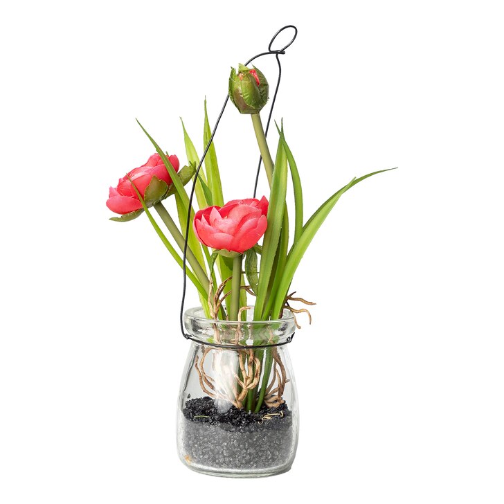 Achetez Fleur artificielle renoncule dans vase en verre en ligne | DÉPÔT