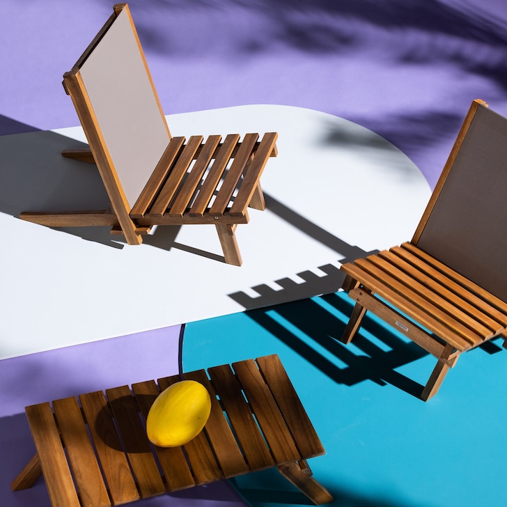 Mini-Outdoor-Lounge-Set Nico aus Akazienholz, klappbar