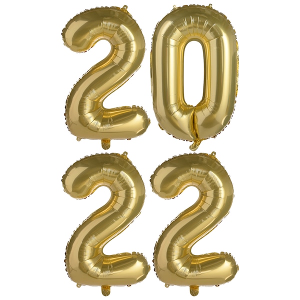 Folienballon-Set Silvester 2022, gold