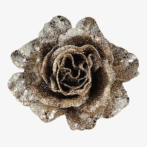 Fleur artificielle scintillante Rose sur clip