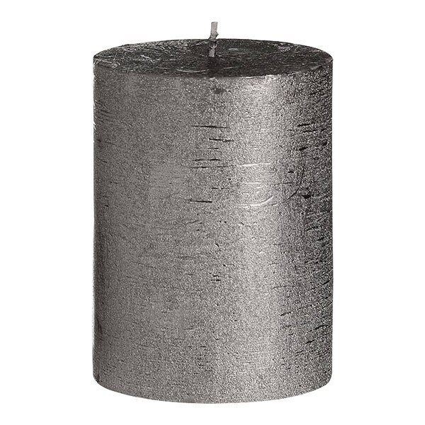 Bougie pilier finition métallisée, gris argent