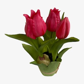 Kunstblume Tulpe im Blatttopf