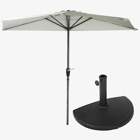 Parasol demi-rond avec porte-parapluie, en 2 parties